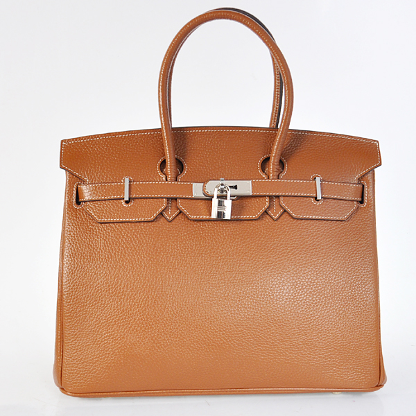 H35DWLSS Hermes Birkin 35CM scura di frumento in pelle Clemence (argento)